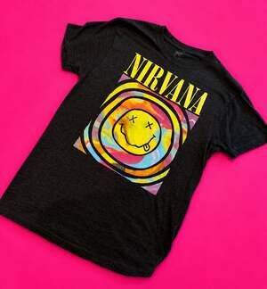 Nirvana Tie-Dye Smiley Face Graphic T-Shirt